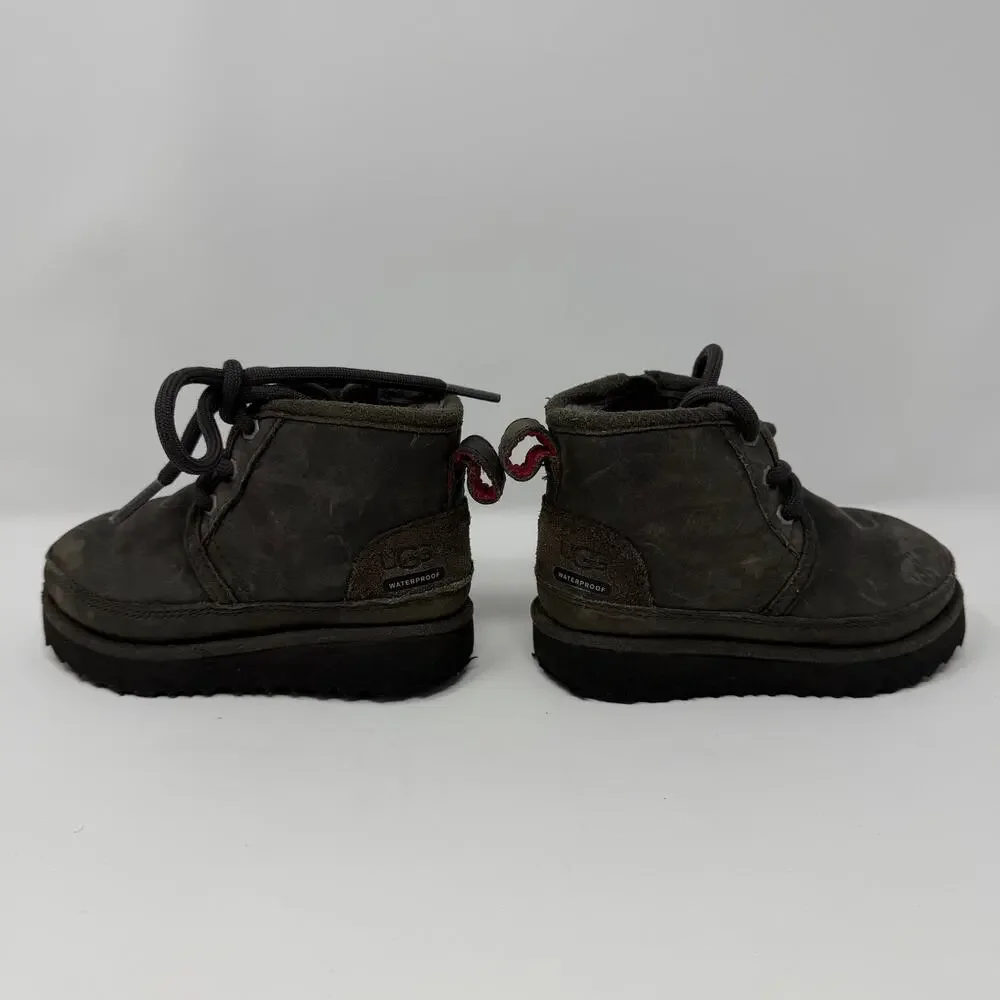 UGG Kids Waterproof Lace Up Boots Black Brown Size 7T